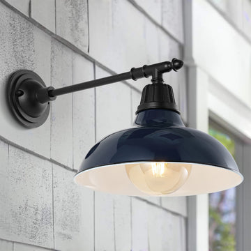 Wallace 12.25" Farmhouse Industrial Indoor/Outdoor Iron LED Victorian Arm Outdoor Sconce